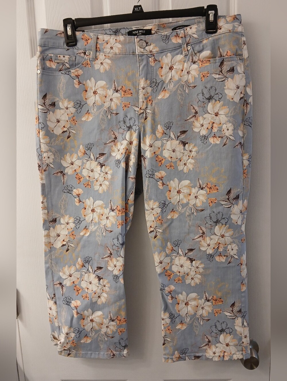 Nine West Chrystie Capri Pants – Floral Soft‑Touch Twill – Size 16 – NWT